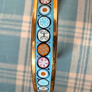 Hermes Enamel Bangle Bracelet with Multicolor Medallion Motif